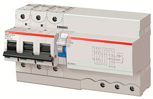 Новый блок дифференциального тока DDA800 собранный вместе с автоматическим выключателем S803, производства АББ