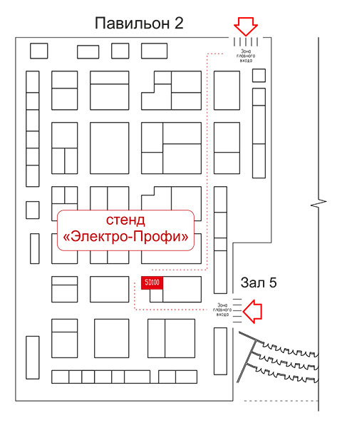 Схема прохода к стенду «Электро-Профи» на выставке «Нефтегаз-2026»